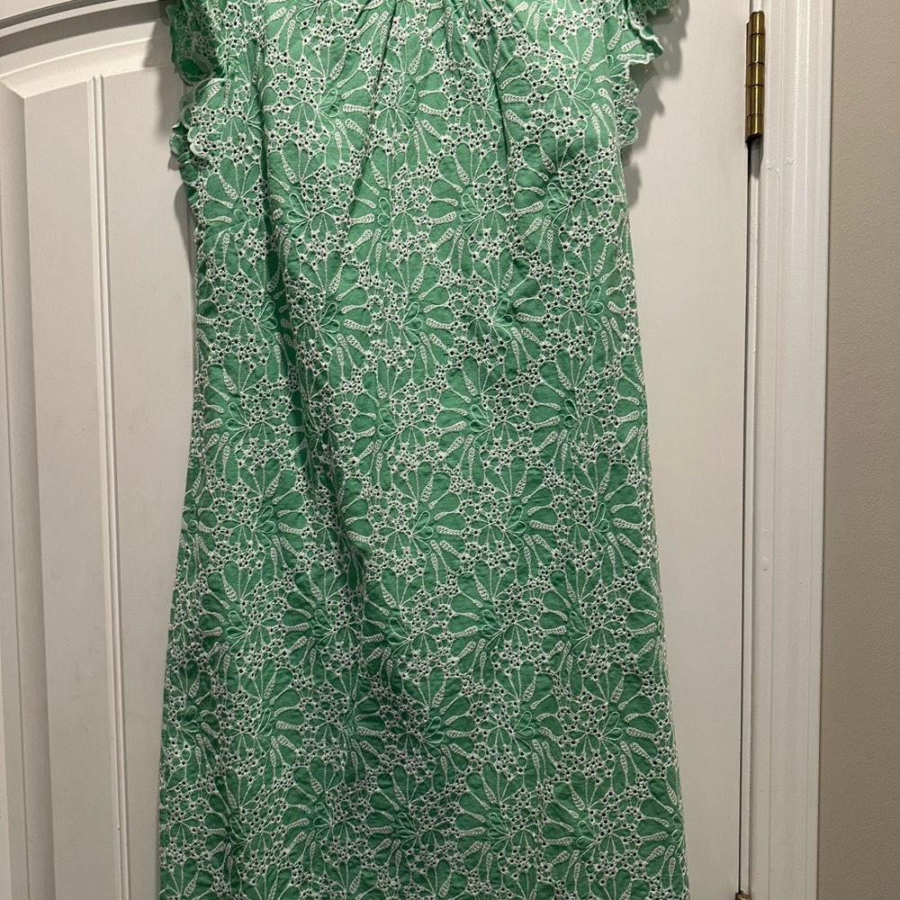 Loft Green white embroidered Floral Dress